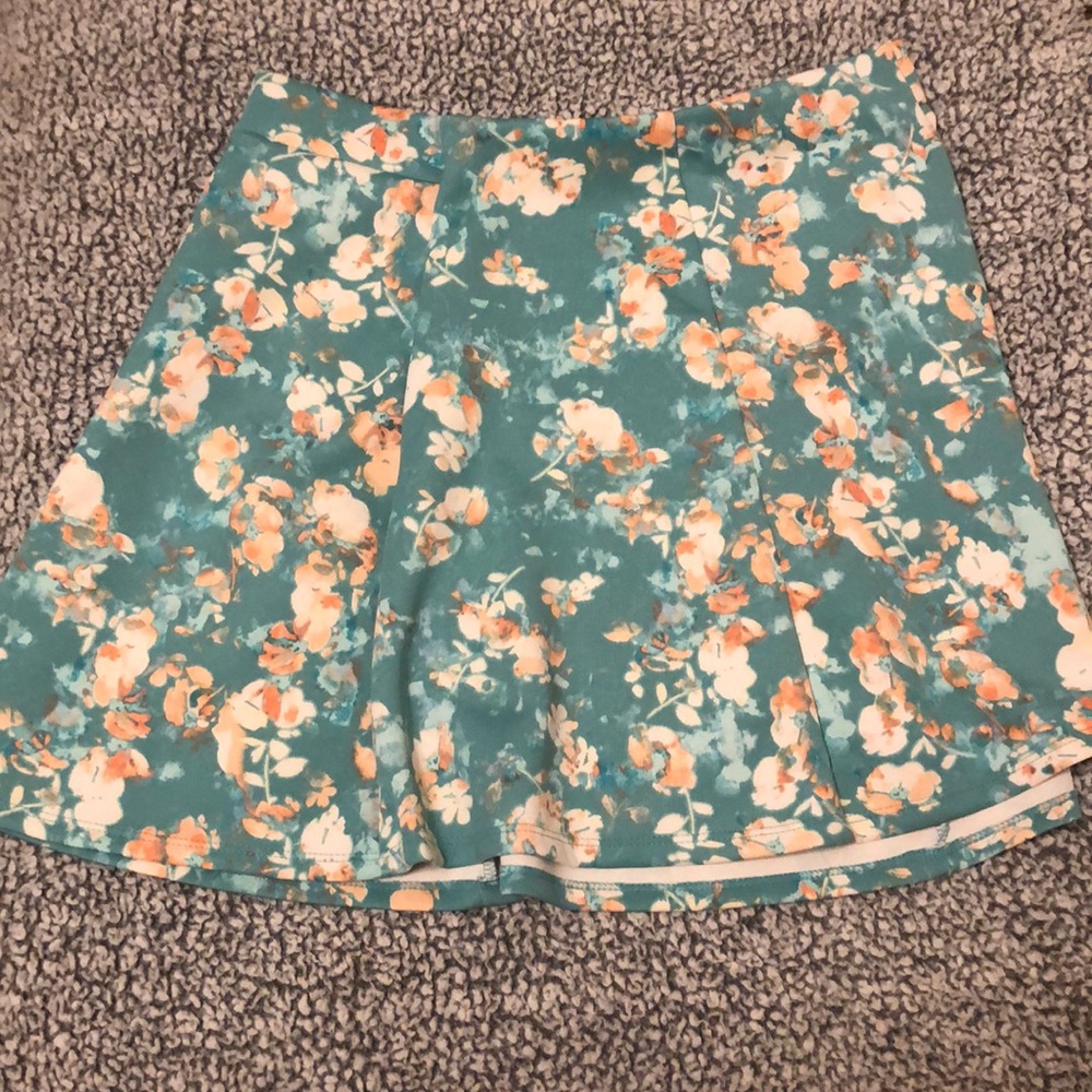 Floral soft teal skirt